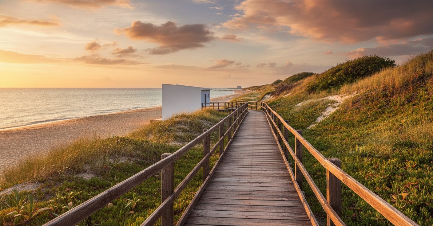 La passerella di legno fra le dune del Parco Naturale Regionale delle Dune Costiere